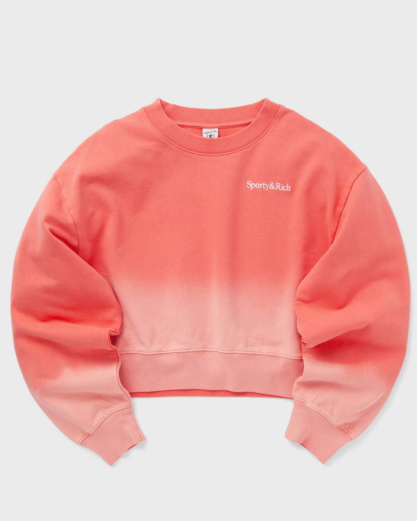 Dukserice Sporty & Rich Serif Logo Embroidered Cropped Dip Dye Crewneck Sweatshirt Ružičasta | WS065S413SP