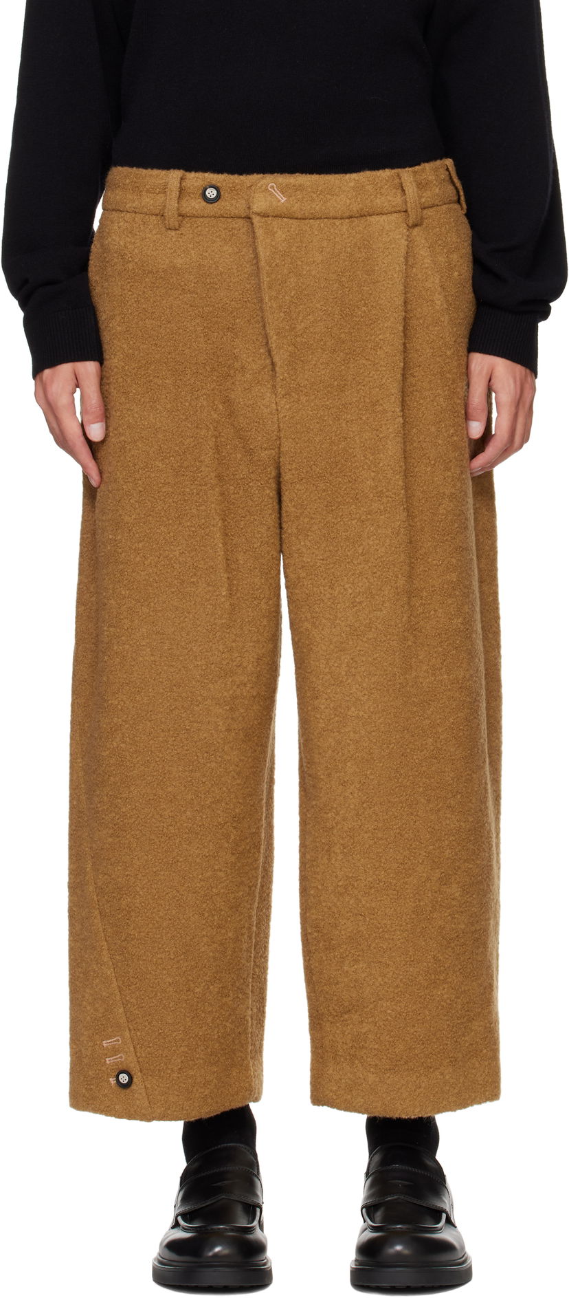 Hlače ADER ERROR Brown Wool Wide Leg Trousers Smeđa | BN01FWSA0207CM