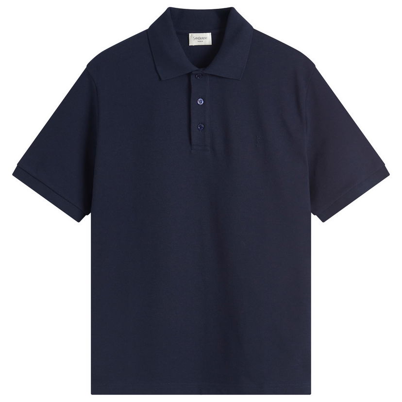 Polo majica Saint Laurent Cotton Pique Polo Shirt, Size Large Tamnoplava | 798944-Y37HC-4140