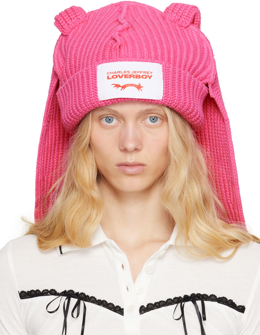Kapica Charles Jeffrey Loverboy Charles Jeffrey LOVERBOY Chunky Knit Rabbit Beanie Ružičasta | 54130404
