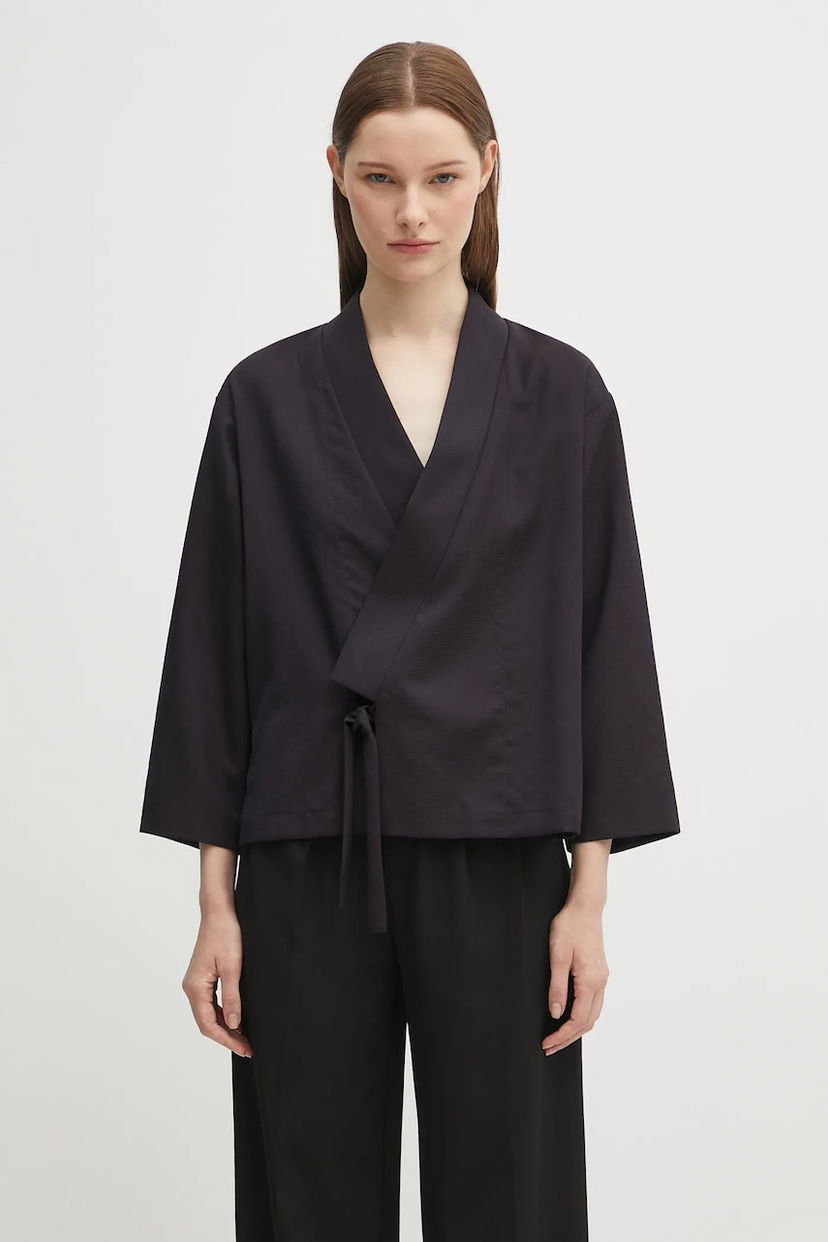 Košulja KENZO Kenzo Weave Kimono Oversize Crna | FF62VE0329ID