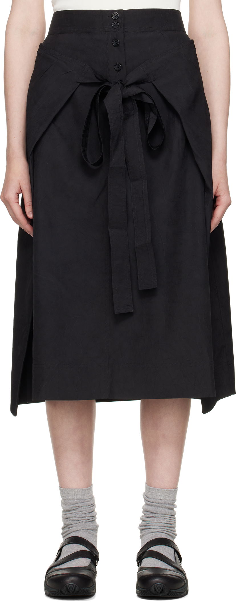 Suknja YMC YMC George Midi Wrap Skirt Crna | Q3YAA