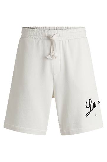 Kratke hlače BOSS Cotton-Terry Shorts with Logo Bijela | 50539002