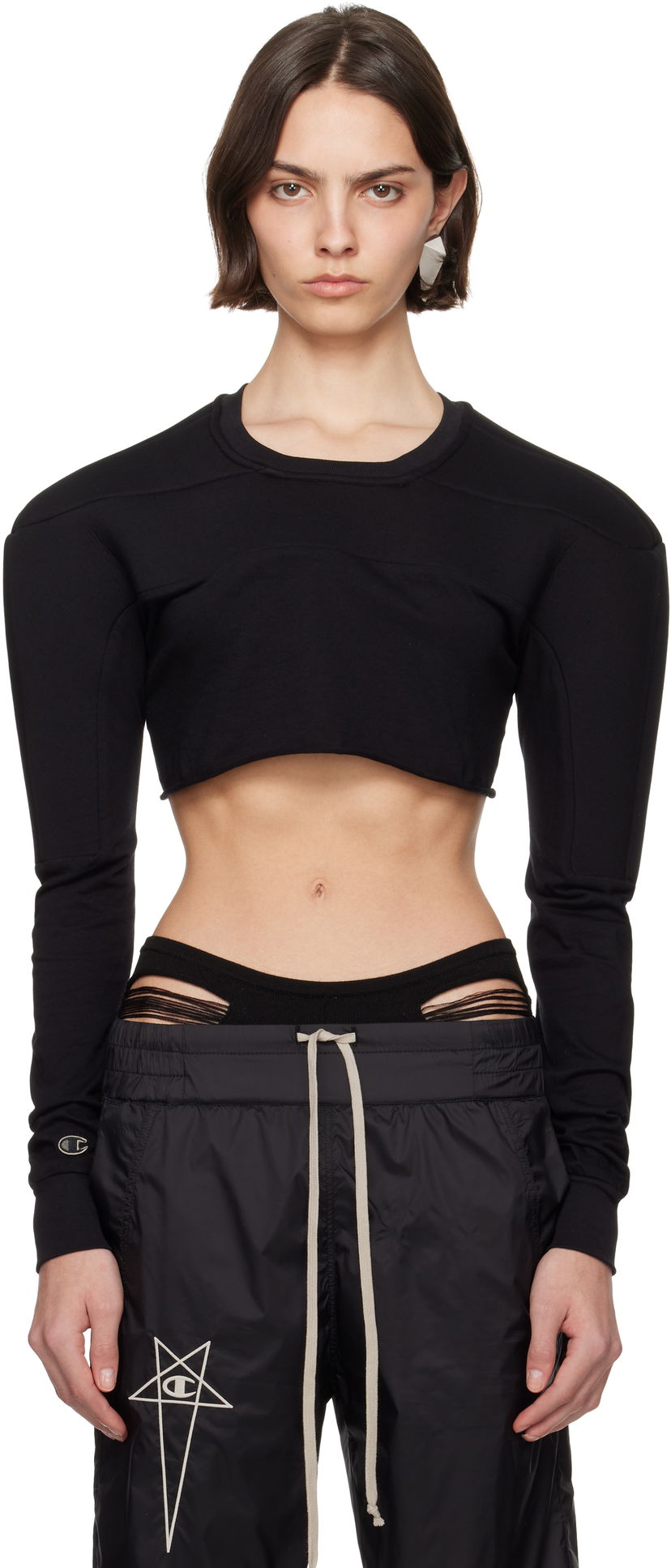 Majica kratkih rukava Rick Owens Rick Owens Champion Edition Girdered Cropped Harness T-Shirt Crna | CW01E1708 CHJG