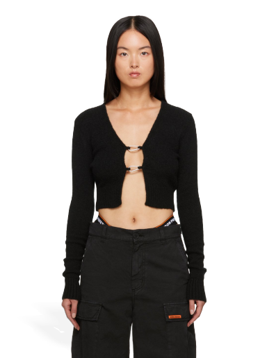 Džemper HERON PRESTON Lanyard Clasp Cardigan Crna | HWHB008F23KNI0011000