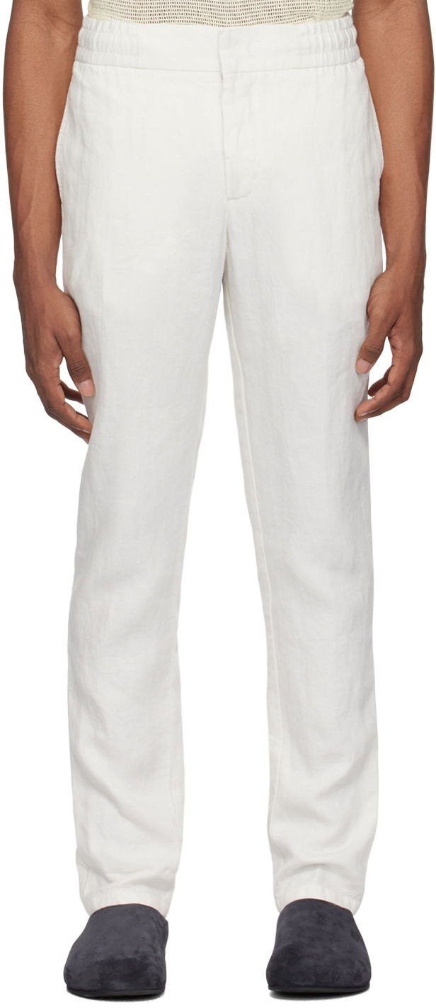 Hlače Orlebar Brown Relaxed-Fit Linen Trousers Bijela | 277258