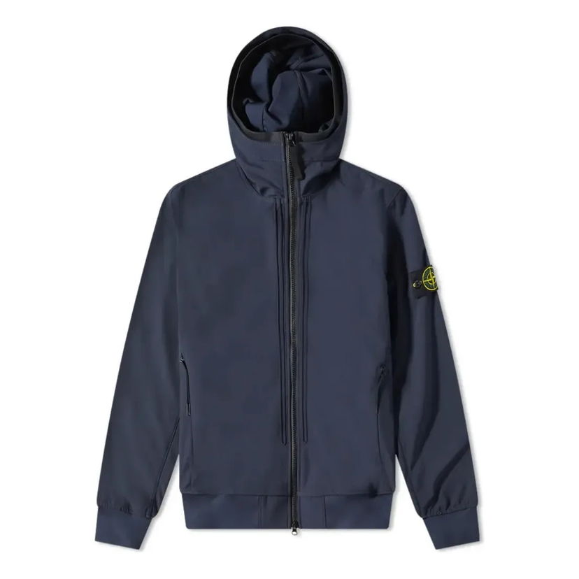 Vjetrovka Stone Island Hooded Soft Shell-R Jacket Plava | 761540427-V0020