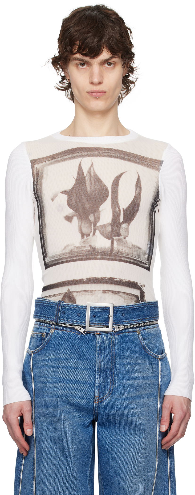 Majica kratkih rukava Jean Paul Gaultier Jean Paul Gaultier Flowers Cadres T-Shirt Bijela | 25/33-F-TO259-T579-010200
