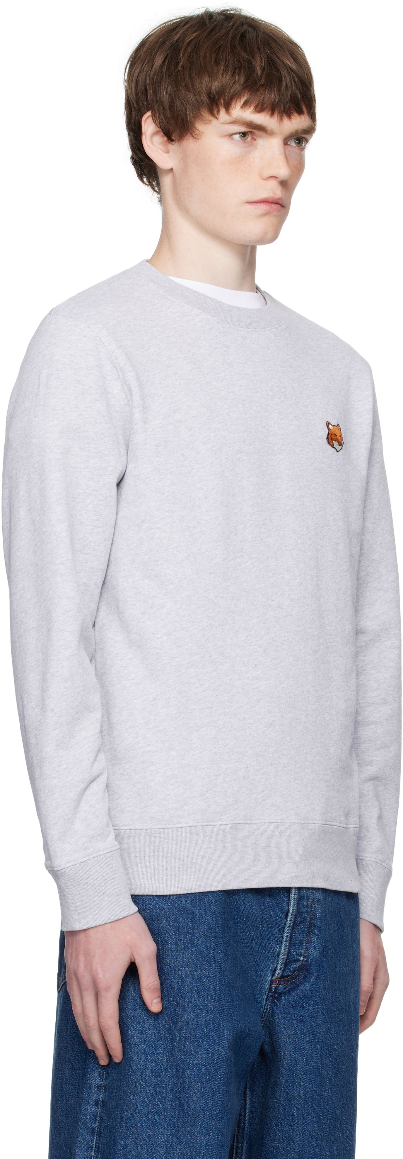 Dukserice MAISON KITSUNÉ Maison Kitsuné Fox Head Patch Regular Sweatshirt Siva | PM00303KM0340, 1