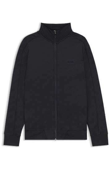 Dukserice BOSS Regular-fit zip-up sweatshirt with quilted jacquard Crna | 50549706