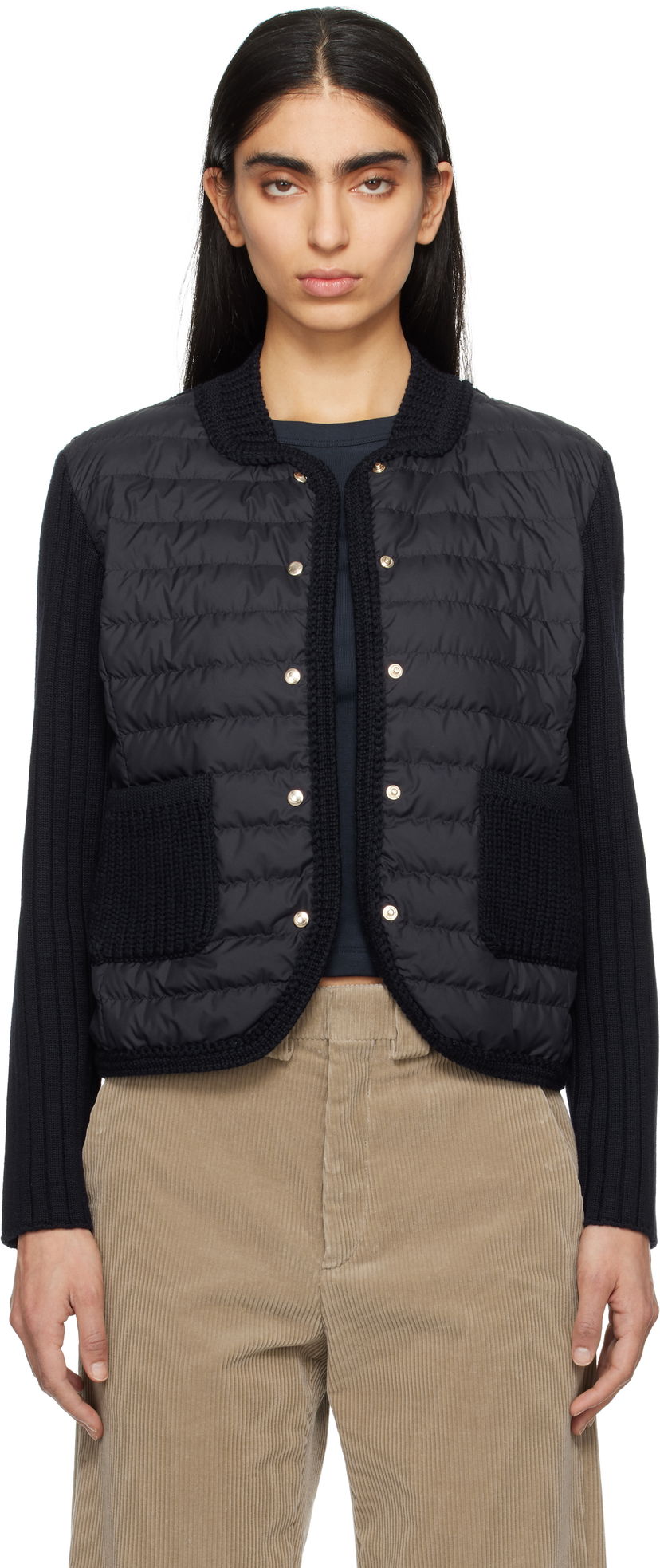 Džemper Moncler Moncler Padded Wool Down Cardigan Crna | K10939B00013
