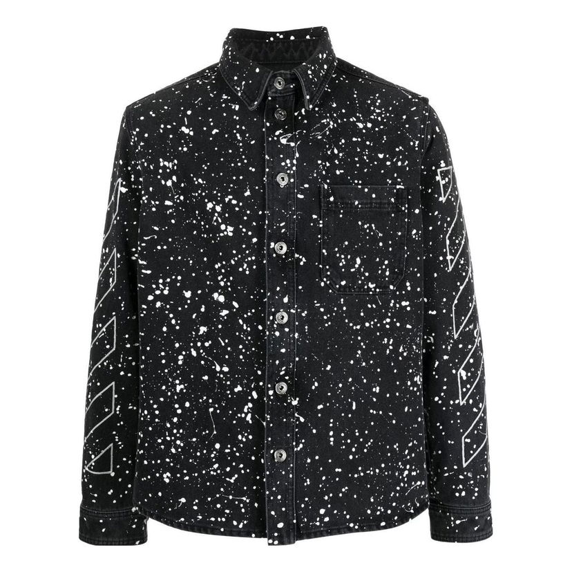 Košulja Off-White Black Splatter Print Shirt Crna | OMYD027F22DEN0011001