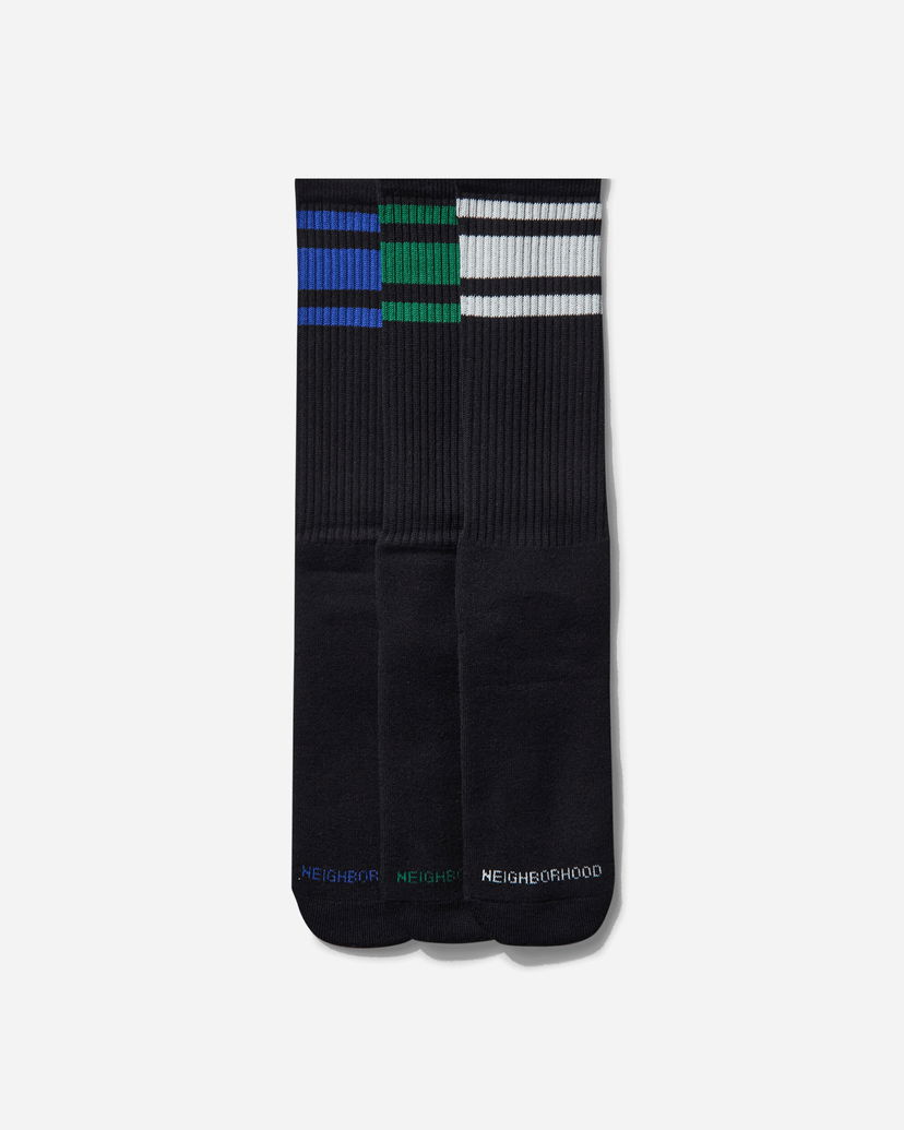 Čarape Neighborhood 3-Pack Crew Socks Crna | 251KWNH-UWM01 BK