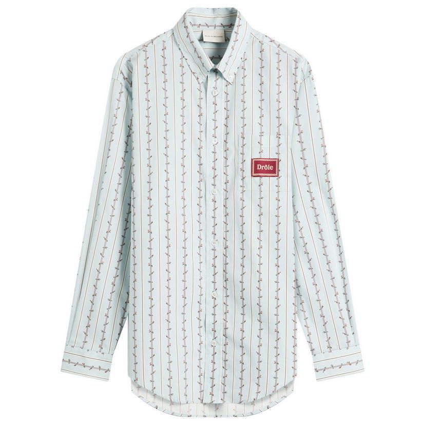 Košulja Drôle de Monsieur Drole De Monsieur Floral Stripe Logo Shirt Plava | I-SH240-CO166-LBE