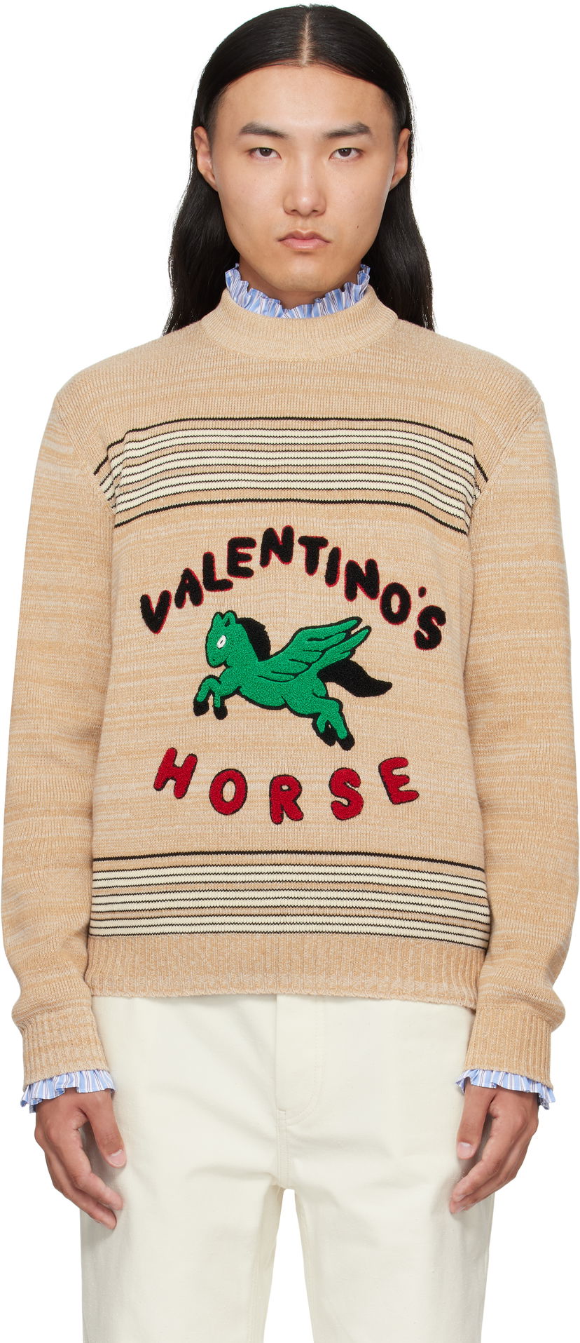 Džemper Valentino Valentino 'Valentino's Horse' Knit Sweater Bež | 7V3KC34EB27