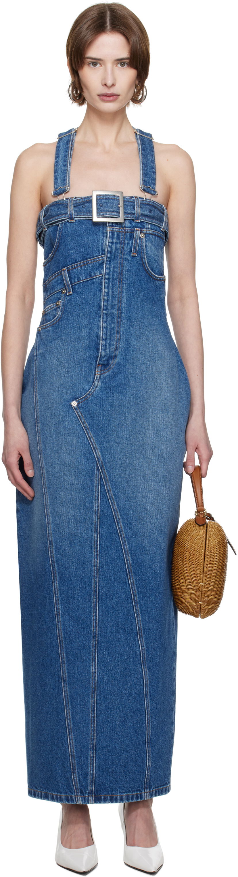 Haljina Jean Paul Gaultier Jean Paul Gaultier 'The Overall' Denim Maxi Dress Plava | 25/33-F-RO303-D013-57