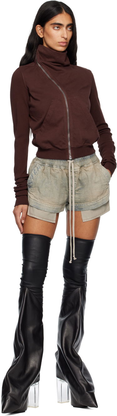 Kratke hlače Rick Owens DRKSHDW Concordians Fog Faded Layered Drawstring Boxer Denim Shorts Crna | DS02E7319 DMP, 3