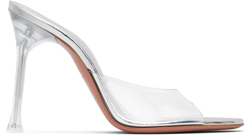 Dodaci Amina Muaddi Amina Muaddi Alexa Glass 105 Heeled Sandals Metalik | ALEXA GLASS SLIPPER