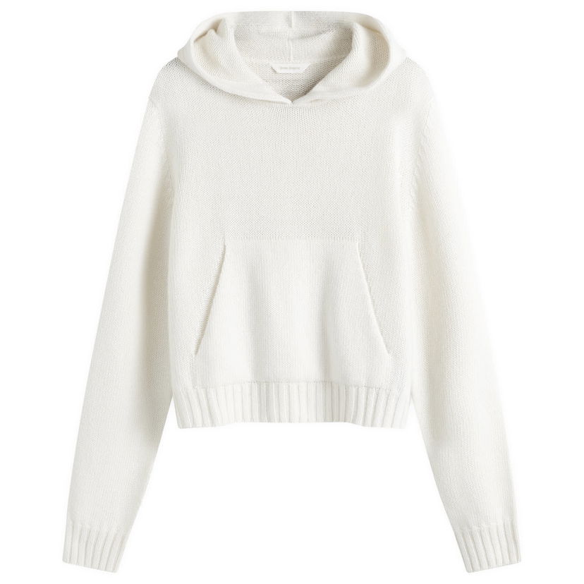 Dukserice Palm Angels Curved Logo Knitted Hoodie Bijela | PWHU012F24KNI0010161