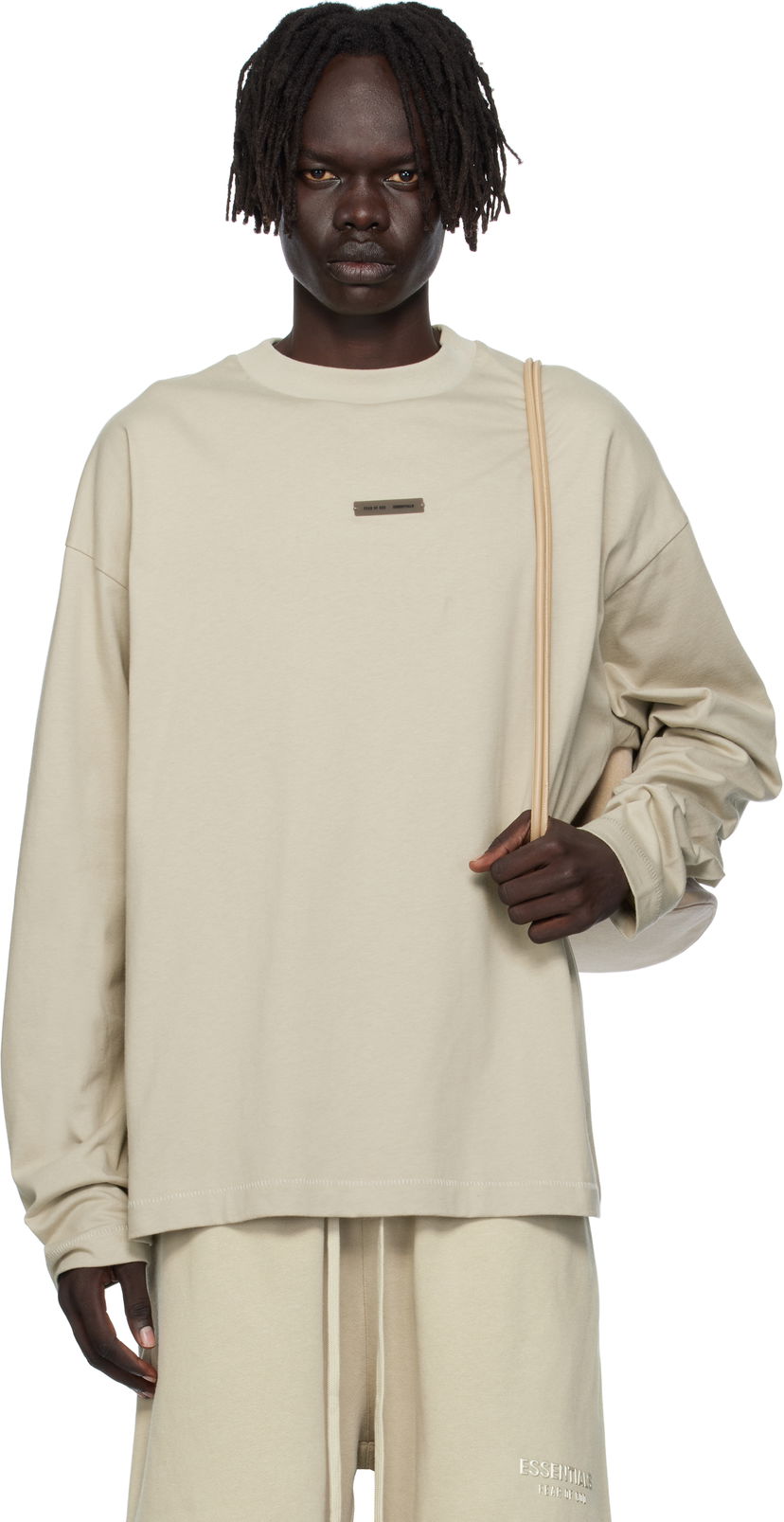 Majica kratkih rukava Fear of God ESSENTIALS Classic Fit Long Sleeve T-Shirt Bež | 125SP254206F