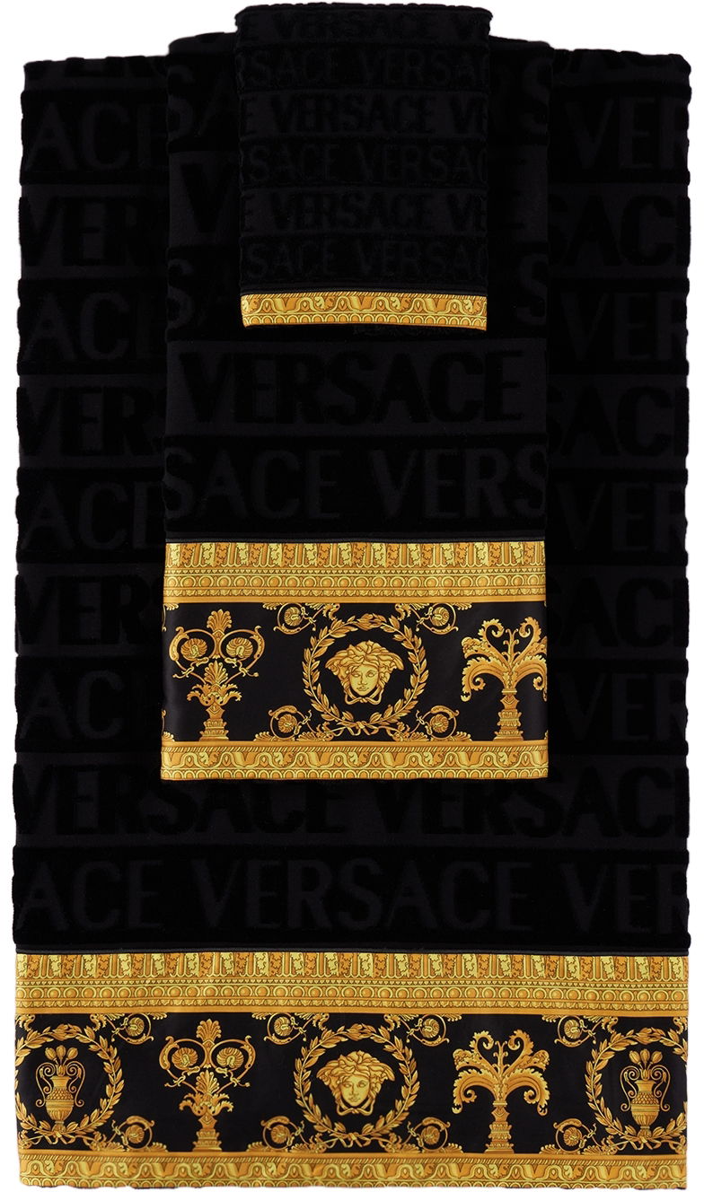 Flexstyle Versace I Heart Baroque Towel Set Crna | ZSET5TO01ZCOSP052