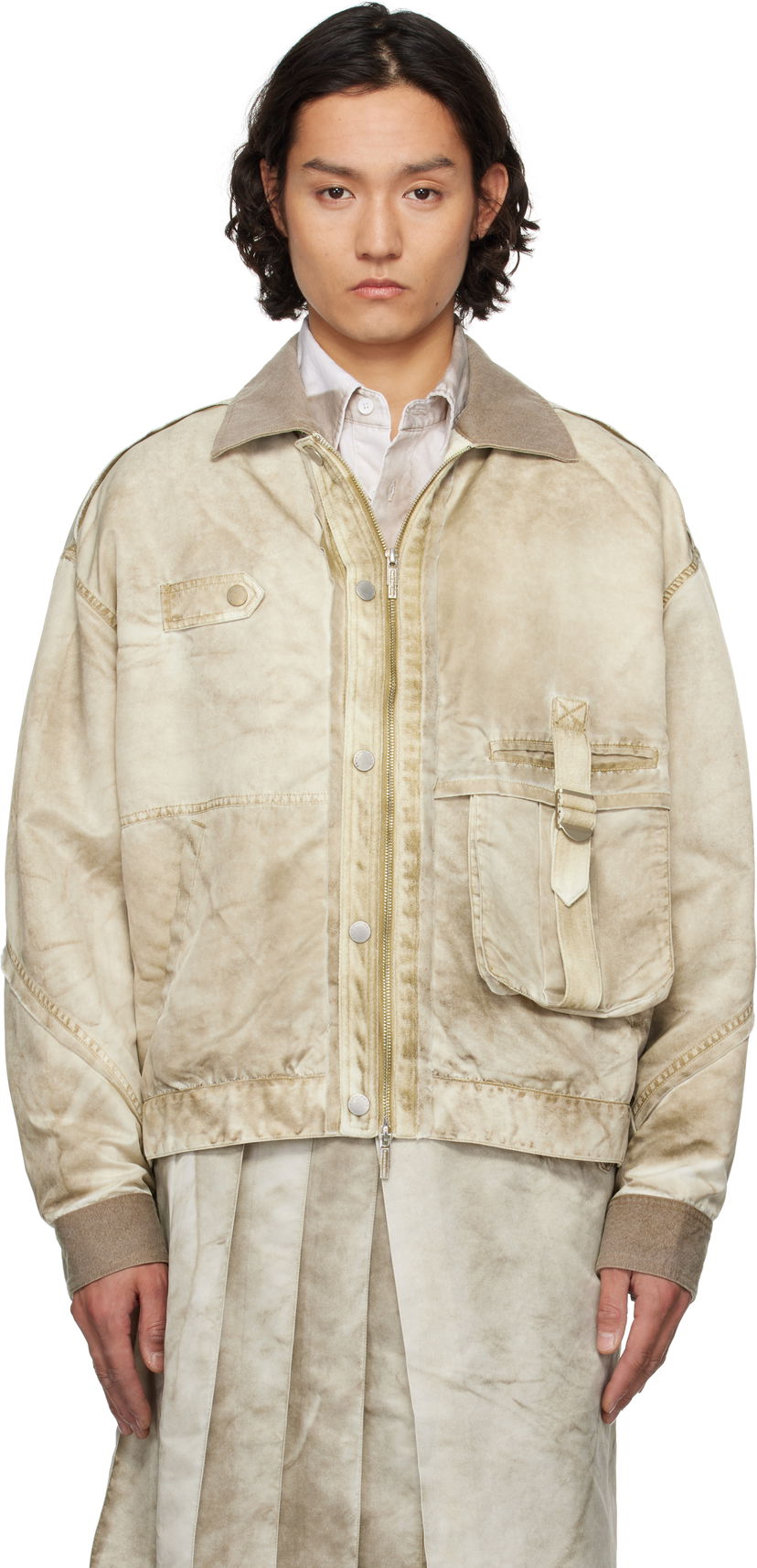 Bomber jakna Feng Chen Wang Feng Chen Wang Sandwashed Nylon Jacket Bež | FUS19JK15G
