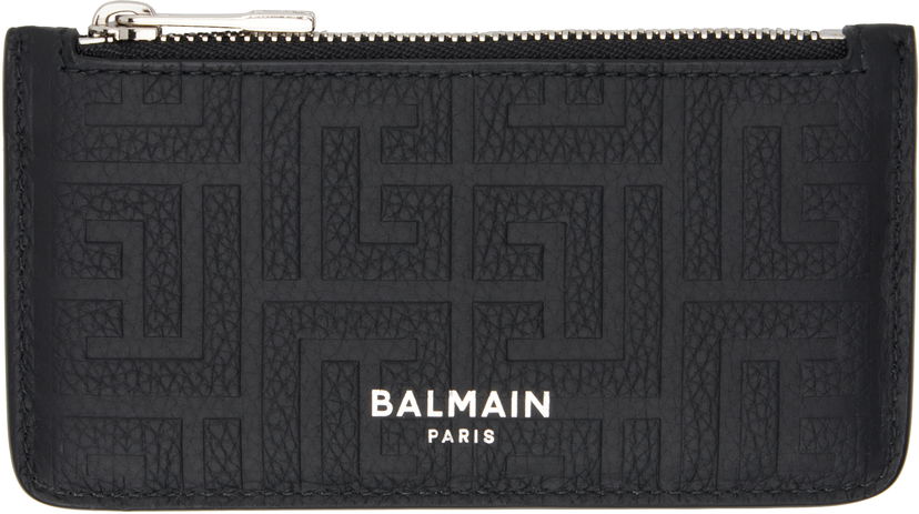 Novčanik Balmain Embossed Leather Card Holder Crna | DM1MD060LPSE