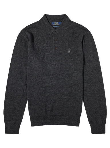Dukserice Polo by Ralph Lauren Polo Ralph Lauren Long Sleeve Knitted Polo Dark Granite Heather Crna | 710876852002