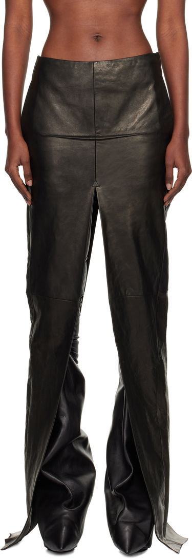 Suknja Rick Owens Concordians Sliced Draped Leather Maxi Skirt Crna | RO02E4387 LNV, 0