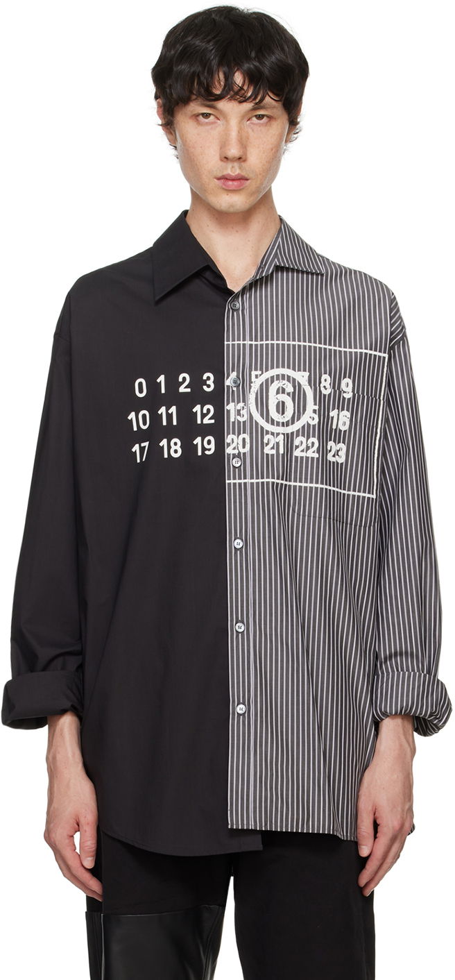 Košulja Maison Margiela Asymmetric Stripe Long Sleeve Shirt Crna | SH0DT0016 MTN013