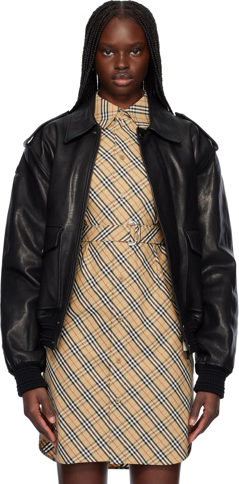 Bomber jakna Burberry Burberry Bomber Leather Jacket Crna | 8103085