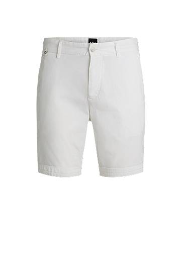 Kratke hlače BOSS Slim-Fit Stretch-Cotton Twill Shorts Bijela | 50540743