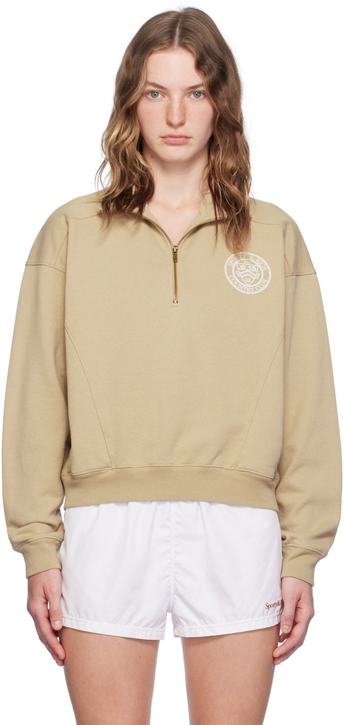 Dukserice Sporty & Rich Beige 'Paris Country Club' Sweatshirt Bež | WS069S403PE