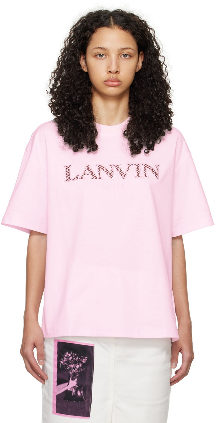 Majica kratkih rukava LANVIN Oversized Embroidered Curb T-Shirt Ružičasta | RW-TS0022-J207-P24