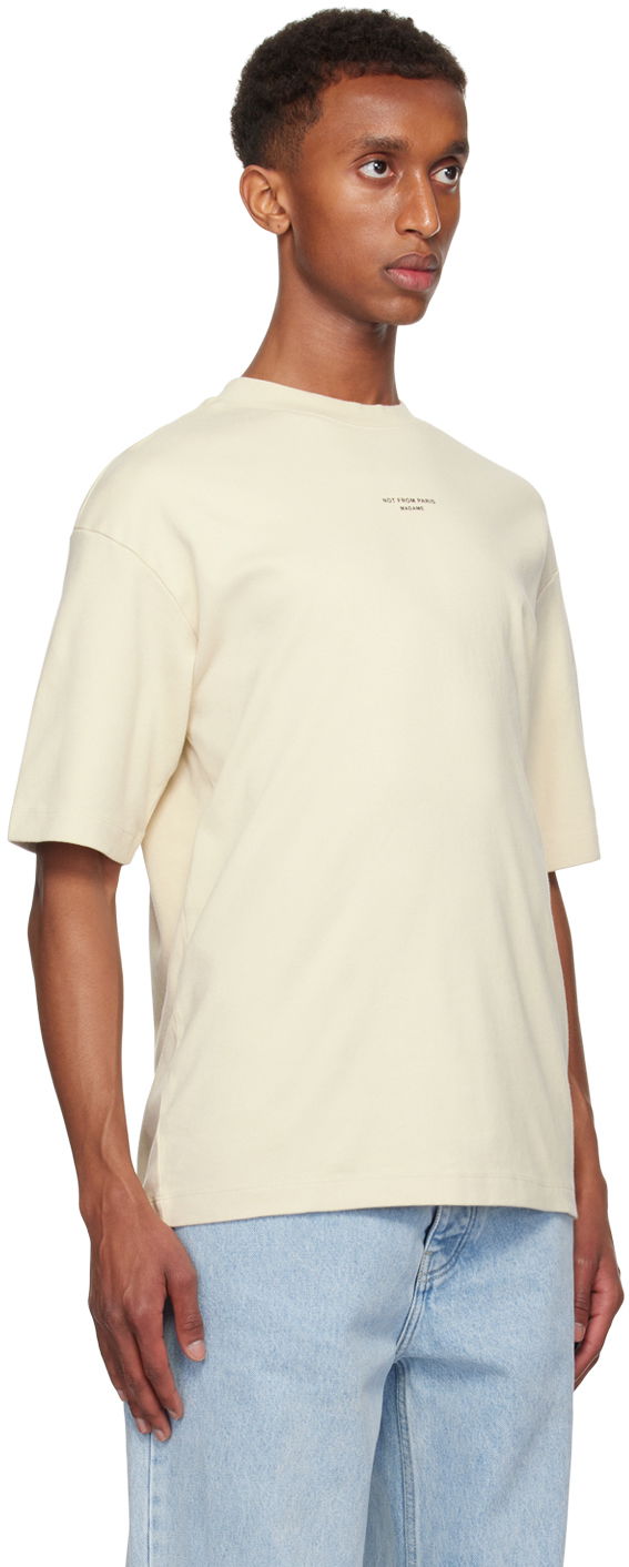 Majica kratkih rukava Drôle de Monsieur Drôle De Monsieur Classique Slogan T-Shirt Bež | PERM-TS202-CO002-MT, 1