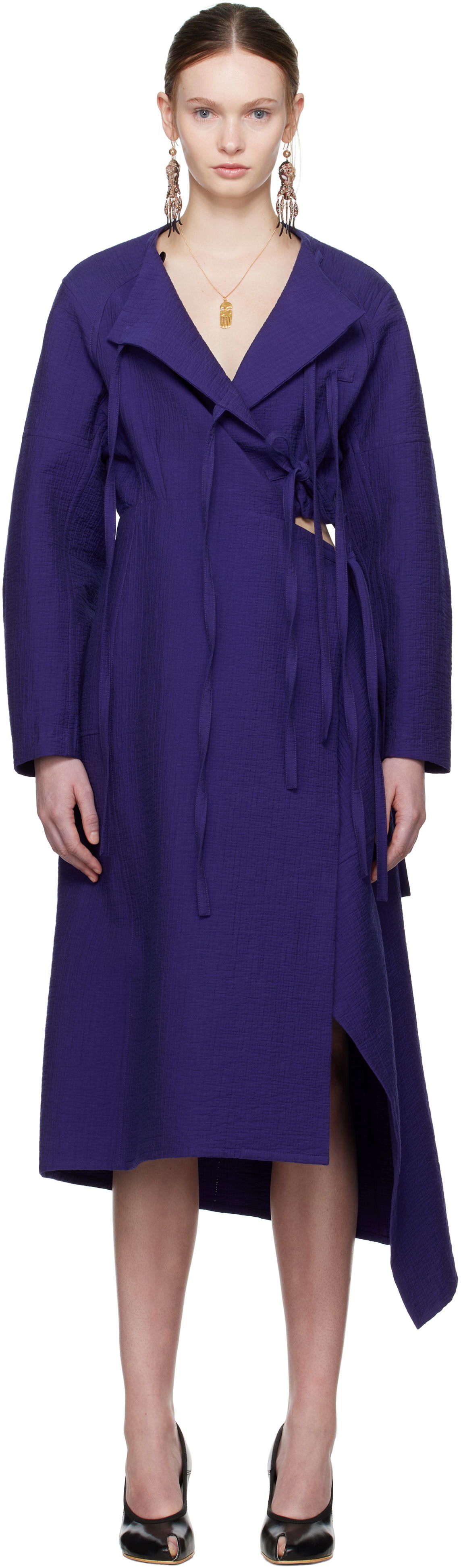 Haljina Tory Burch Tory Burch Cotton Wrap Midi Dress Ljubičasta | 173644-433, 0