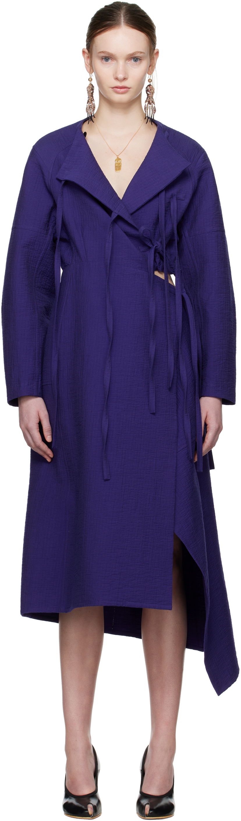 Haljina Tory Burch Tory Burch Cotton Wrap Midi Dress Ljubičasta | 173644-433