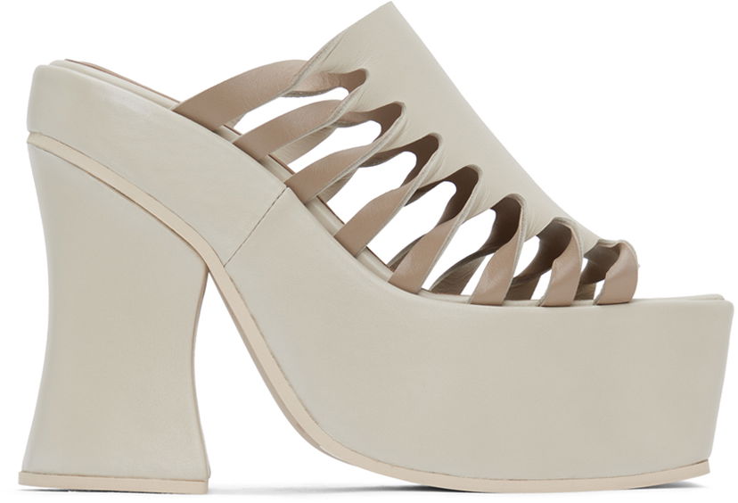 Dodaci Eckhaus Latta Eckhaus Latta Twist Strap Platform Mules Bež | FEKLWTSPL00509