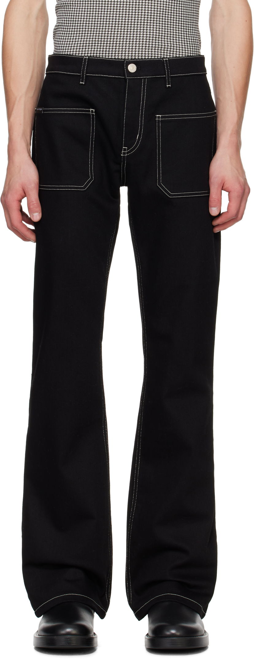 Jeans Courrèges Courrèges Topstitched Bootcut Jeans Crna | 324DPA208DE0020