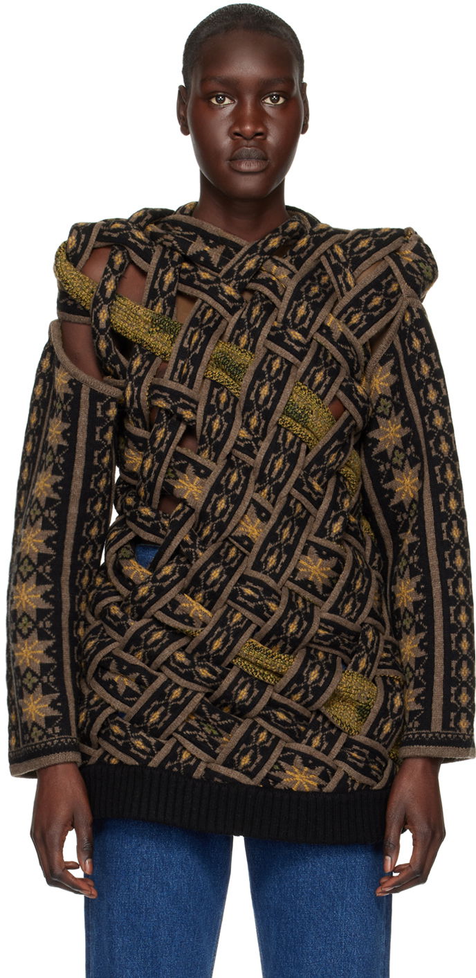 Džemper Y/PROJECT Braided Pattern Knit Sweater Crna | MPULL73-S23