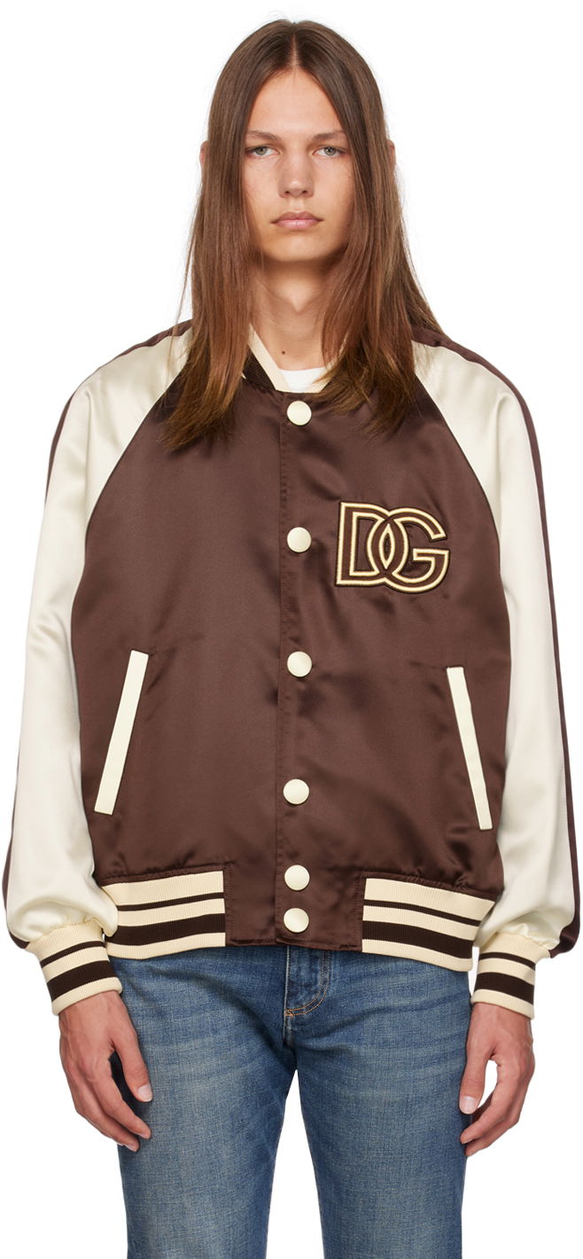 Bomber jakna Dolce & Gabbana Brown & White 'D&G' Bomber Jacket Smeđa | G9ZB6ZFUM86