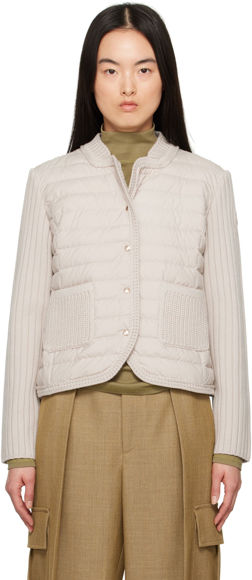 Pernata jakna Moncler Moncler Padded Wool Down Cardigan Bež | 9B000-13 M1131