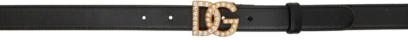 Pojasevi Dolce & Gabbana Black Bejeweled 'DG' Belt Crna | BE1577AQ339