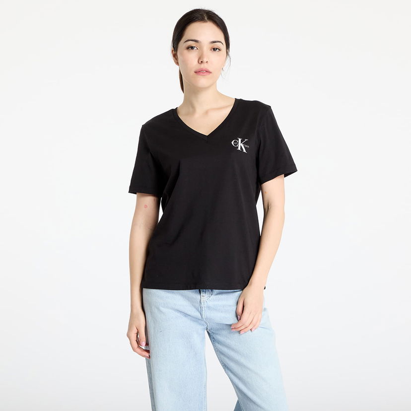 Majica kratkih rukava CALVIN KLEIN Calvin Klein Jeans Women's V-Neck T-Shirt, 2-Pack Crna | LV047C906G UB1