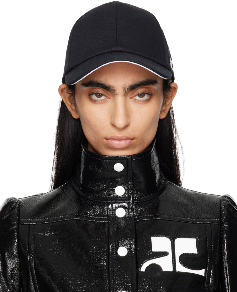 Kapa Courrèges Signature Cotton Cap Crna | 124ACT033CO0024