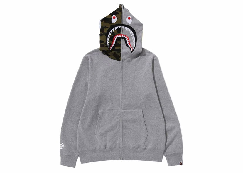 Dukserice BAPE BAPE Shark Full-Zip Hoodie (FW23) Gray Siva | 1J80-115-012