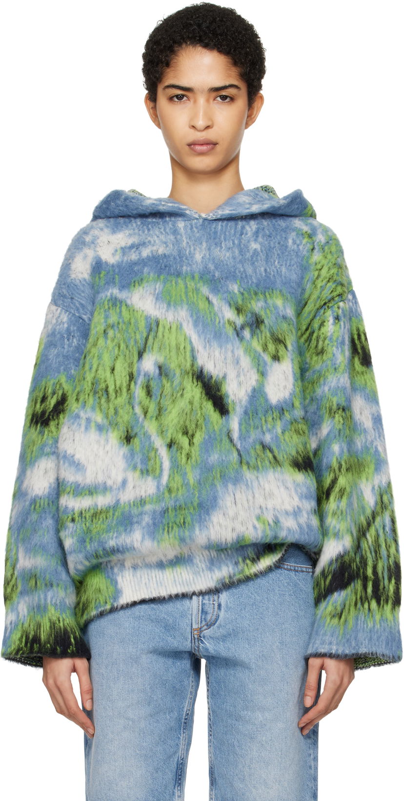 Dukserice The Attico Attico Swan Print Knit Hoodie Višebojno | 250WCK00114 MIX015AA