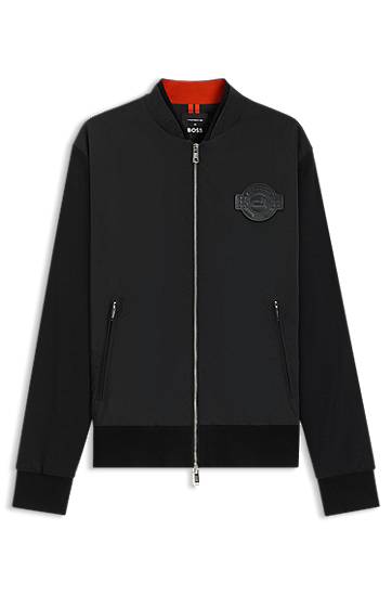 Bomber jakna BOSS Porsche x BOSS Cotton-Blend Jersey Jacket Crna | 50543675