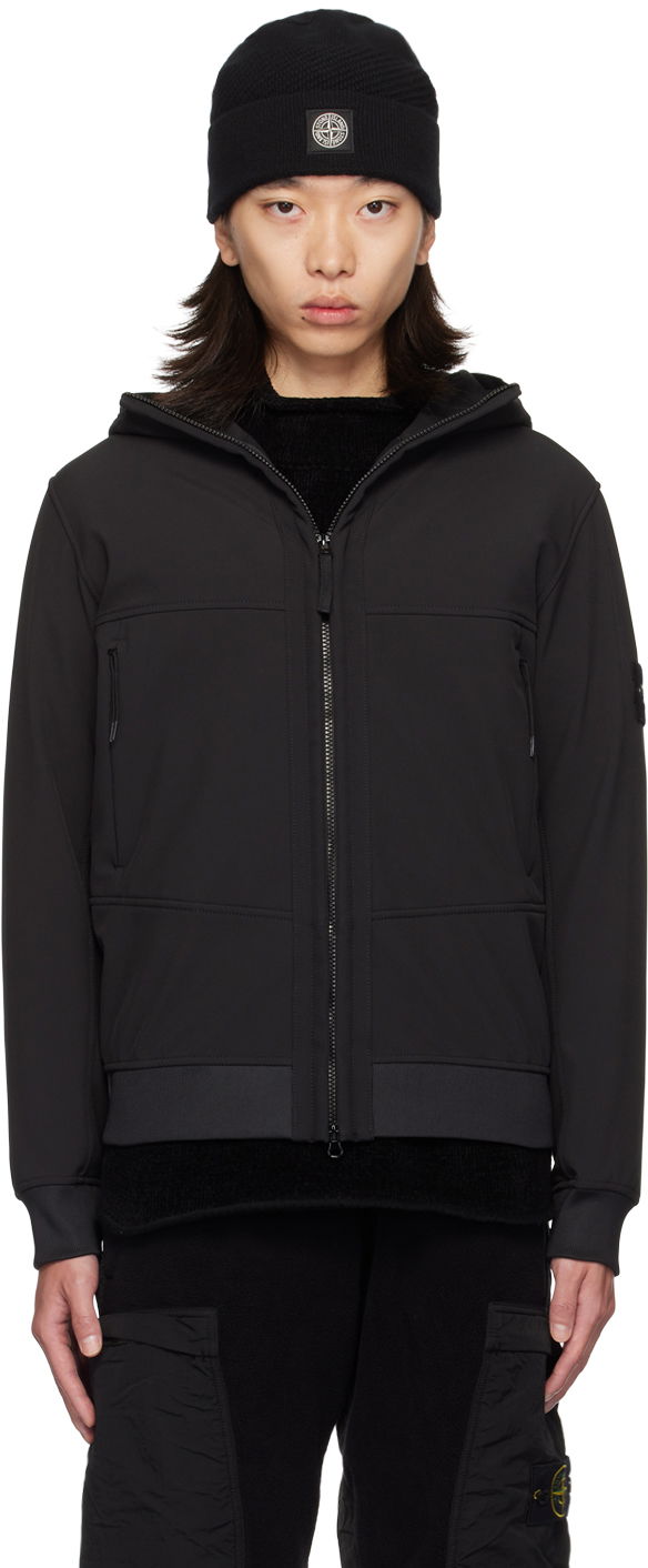 Jakna Stone Island Black Soft Shell Jacket Crna | 8115Q0322