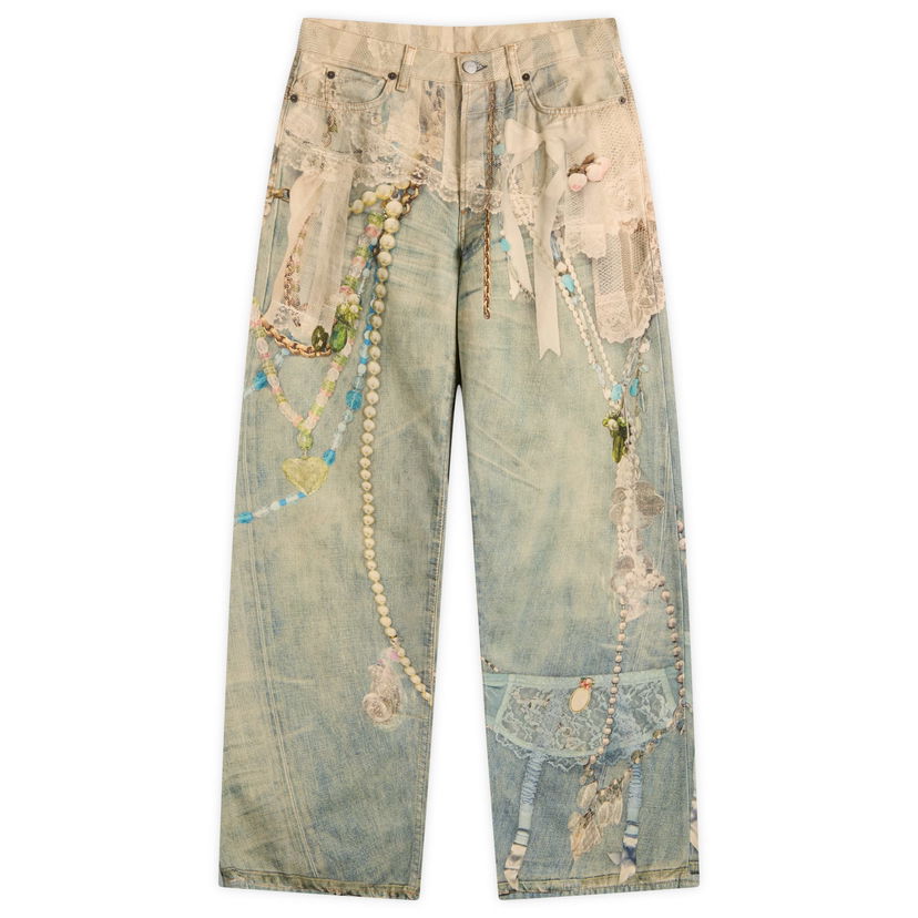Jeans Acne Studios Acne Studios 1981 Printed Jeans, Size X-Large Plava | CK0134-AET